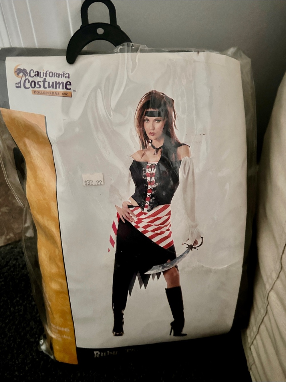 California Costume Women’s Red & Black Pirate Dress with Cream Sleeves